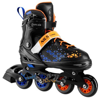 NH18190A 4-in-1-Rollschuhe BRAVE blau-orange Größe L (39–43) mit austauschbarer Hockeykufe NILS EXTREME