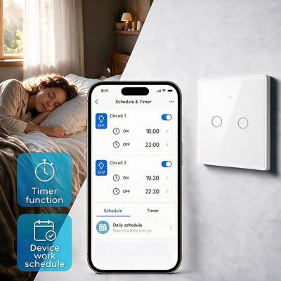 9. QOLTEC LICHT-EIN/AUS-SCHALTER | 2-KANAL-TOUCH-BEDIENUNG | WLAN | TIMER | TUYA | WEISS