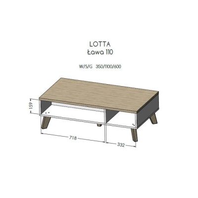 2. LOTTA 110 Wotan-Couchtisch + matt schwarz