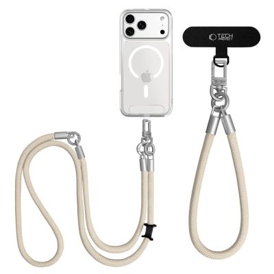 5. Tech-Protect C10S Crossbody-Handytasche (114 cm) + Handschlaufe (31 cm) – Beige Titan