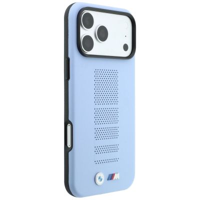 4. BMW M Blue Perfo Metal Logo MagSafe Hülle für iPhone 18 Pro / 17 Pro - Blau
