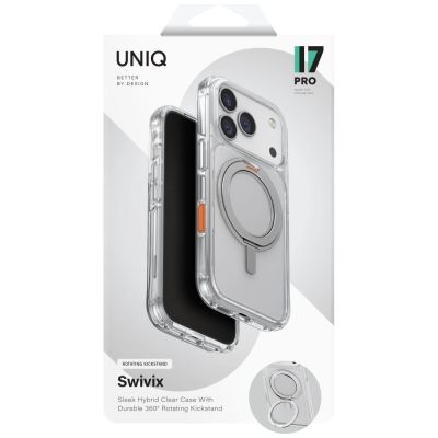 6. Uniq Swivix 360 drehbare Schutzhülle mit Ständer für iPhone 17 Pro – Transparent