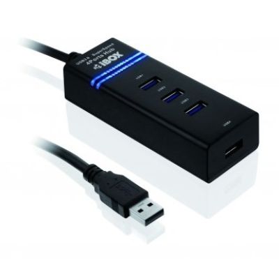 2. IBOX USB 3.0 Hub SCHWARZ 4-PORTS IUH3FB (4x USB 3.0; schwarz)