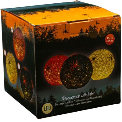 11. Dekorative Kugellampe mit Spinnen-LED, 15 cm, Halloween, Schwarz