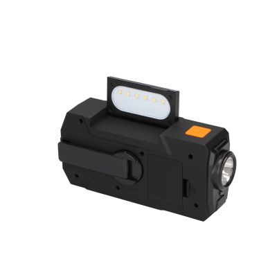 17. Extralink Solar-Notfallradio mit Kurbeldynamo-Powerbank (4000 mAh) und SOS-Taschenlampe SR-4000, tragbar, analog, Schwarz/Orange
