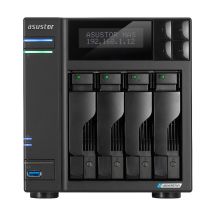 NAS Asustor AS6704T; Tower; 4x (3,5" SATA HDD/ 2,5" SSD); Intel Celeron N5105; 4 GB DDR4 SODIMM (max. 16 GB), 2x 2,5-GbE, 4x M.2 2280 NVMe PCIe 3.0, 2x USB 3.2 Gen, 1x HDMI 2.0b, 1x optionale 10-GbE-Karte