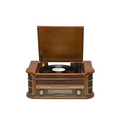 8. Retro-Plattenspieler Denver MCR-50MK3 – Holz Wood Dark (FM, CD, USB)