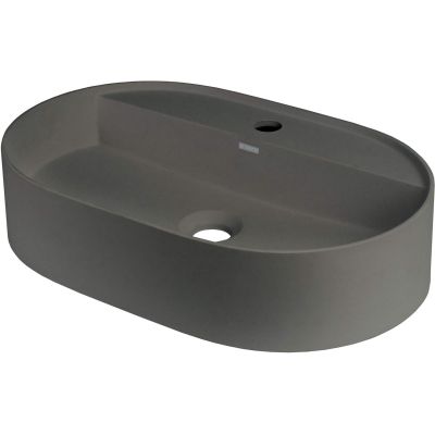 Waschtischplatte aus Granit mit Inselarmatur – oval