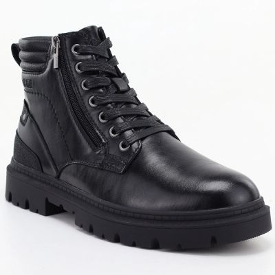6. Schwarze Herren-Ankle-Boots aus Leder mit zwei Reißverschlüssen, Big Star UU174242
