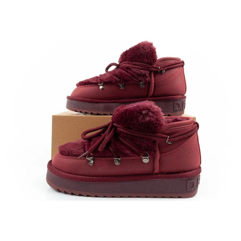 10. D.Franklin Damen Winter Schneestiefel, modisches Fellfutter, Burgund