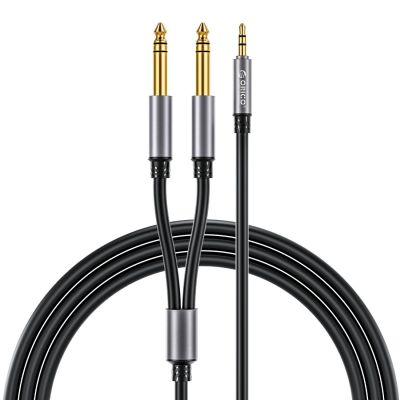 Orico AX2N Audiokabel, 3,5-mm-Klinkenstecker auf 2 x 6,5-mm-Klinkenstecker, 1 m – schwarz