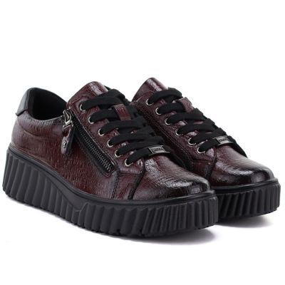 4. Damen-Plateauschuhe aus Lackleder in Burgunderrot, Vinceza 133134