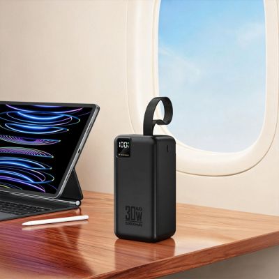 8. Powerbank Wozinsky W8-B 50000mAh 30W 2xUSB-A und 2xUSB-C und USB Micro mit Taschenlampe - schwarz
