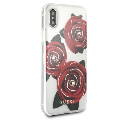 6. Guess Flower Desire Rote Rose iPhone X Hülle - Transparent