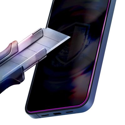 14. 9H-gehärtetes Glas mit 3MK HardGlass Max Sichtschutzfilter für iPhone 15 Pro