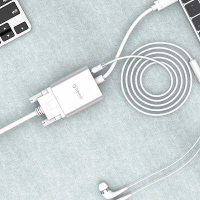 6. Orico PTAV USB-C-auf-VGA-Adapter und 3,5-mm-Miniklinkenstecker (Full HD, 0,15 m) – Silber