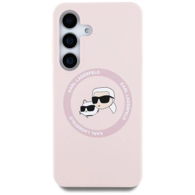 3. Karl Lagerfeld Silikon Double Heads And Circle MagSafe Samsung Galaxy S25 Hülle rosa