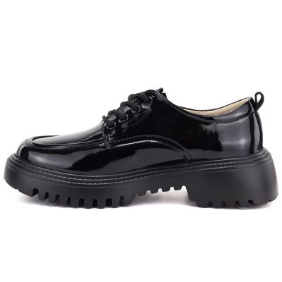 3. Schwarze Grunge-Lacklederschuhe für Damen, Artiker 59C1128
