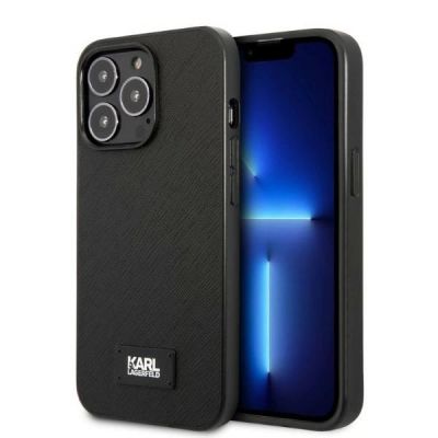Karl Lagerfeld KLHCP13LSFMP2K iPhone 13 Pro / 13 6.1" Hardcase schwarz/schwarz Saffiano Plaque