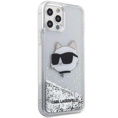 4. Karl Lagerfeld KLHCP12MLNHCCS iPhone 12/ 12 Pro 6,1" Silber/Silber Hardcase Glitter Choupette Head
