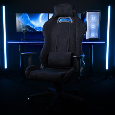8. Arozzi Torretta Soft Fabric | Gaming-Stuhl | Metall/verstärktes Nylon | Rein Schwarz
