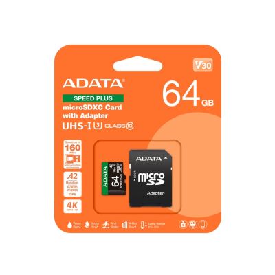 21. ADATA Speed Plus MicroSDXC 64 GB Klasse 3 UHS-I/U3 A2 V30