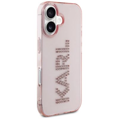 4. Karl Lagerfeld IML Strass Logo iPhone 16 Hülle - Rosa