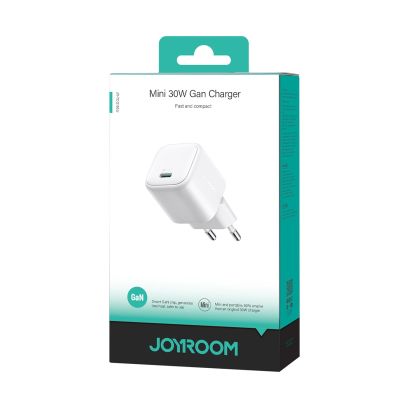 4. Joyroom JR-TCG15 Mini 30W GaN USB-C Wandladegerät - Weiß
