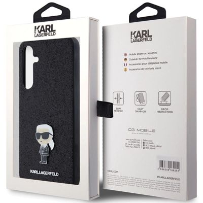 8. Karl Lagerfeld Fixed Glitter Ikonik Logo Metal Pin Hülle für Samsung Galaxy A35 – Schwarz
