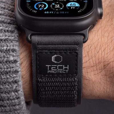 8. Tech-Protect Nylon Elite Armband für Apple Watch 44 / 45 / 46 / 49 mm – Schwarz-Orange