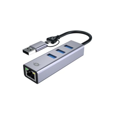 Conceptronic ABBY25G Dockingstation, kabelgebunden, USB 3.2 Gen 1 (3.1 Gen 1), Typ-A + Typ-C, Grau