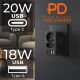 MACLEAN Steckdosenleiste x2 + 4xUSB, Verteiler mit 2 Steckdosen, 2xUSB-A, 2xUSB-C PD 20W, 1x16A + 1x6A MCE249 F/B