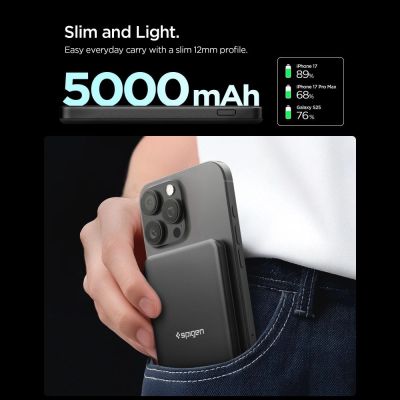 5. Spigen Essential EA2205MQ 5000 mAh 22,5 W QI2 Powerbank – Schwarz