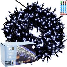 Solar-Lichterkette mit 240 LEDs und 13 Funktionen, weiß