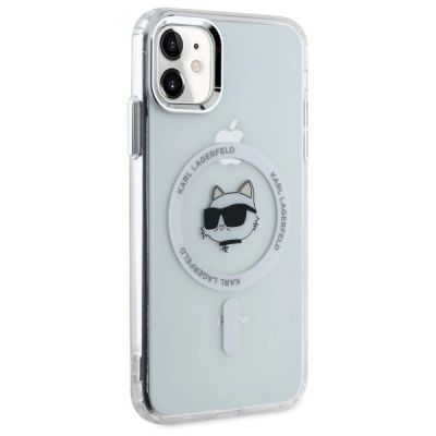 4. Karl Lagerfeld IML Metal Choupette Head MagSafe iPhone 11 Hülle - Weiß