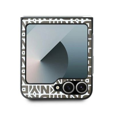 3. DKNY Repeat Pattern Bottom Stripe Hülle für Samsung Galaxy Z Flip 6 – braun