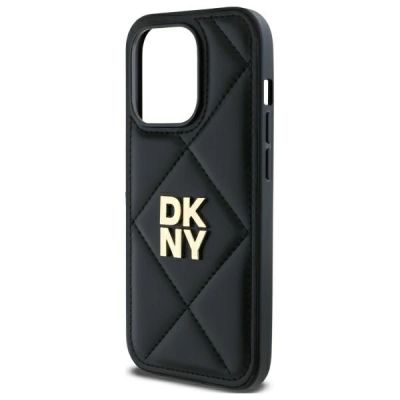 6. DKNY Quilted Stack Logo iPhone 14 Pro Max Hülle – Schwarz