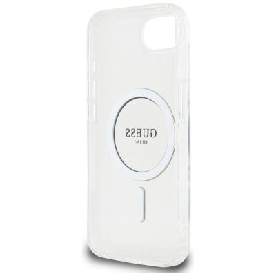 7. Guess IML Glitter Circle MagSafe iPhone 16e Hülle - Transparent