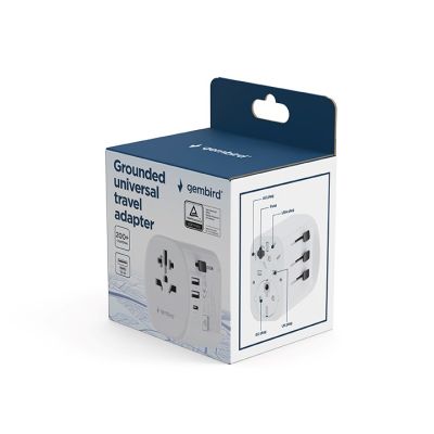 6. GEMBIRD UNIVERSAL-REISEADAPTER MIT ERDUNG 15 W, WEISS