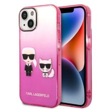 Karl Lagerfeld Gradient Ikonik Karl&Choupette Hülle für iPhone 14 Plus - Pink