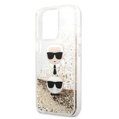 6. Karl Lagerfeld Liquid Glitter Karl&Choupette Head Case für iPhone 13 Pro Max 6,7" - Gold