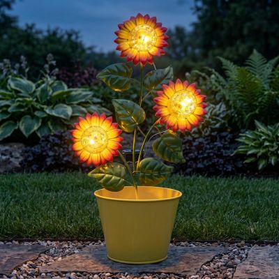 6. SOLARLAMPE SONNENBLUMEN IM GELBEN BLUMENTOPF