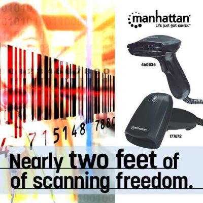 2. Manhattan 177672 Barcode-Lesegerät, Handheld, 1D-CCD-Barcode-Lesegerät, Schwarz