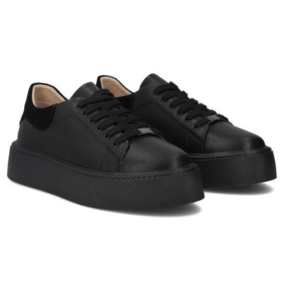 4. Schwarze Damen-Plateau-Sneaker aus Leder, Filippo DP6119