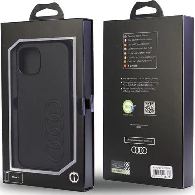 7. Audi Kunstleder iPhone 14 6,1" schwarz/schwarz Hardcase AU-TPUPPCIP14-TT/D1-BK