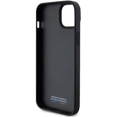 7. BMW Perforierte Tricolor Line Hülle für iPhone 15 Plus / 14 Plus – Schwarz