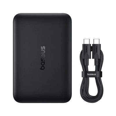 2. Baseus EnerFill FM11 Ultra-Mini 10000mAh 22,5W MagSafe kompatible Powerbank mit Baseus Simple USB-C 20V/3A 30cm Kabel - Schwarz