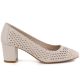 2. Beige Pumps mit Lochmuster und Blockabsatz, Sergio Leone PB848