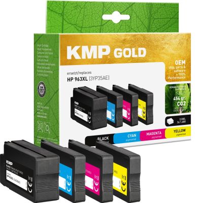 2. KMP 1766.6005 Tintenpatrone, 4 Stück, Ersatzpatronen mit hoher (XL) Reichweite, Schwarz, Cyan, Magenta, Gelb