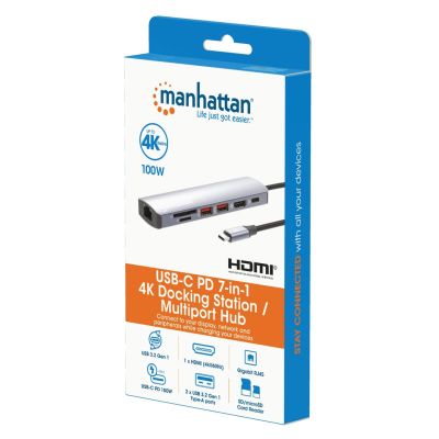 9. Manhattan 153966 Kabelgebundene Dockingstation USB 3.2 Gen 2 (3.1 Gen 2) Typ-C Silber